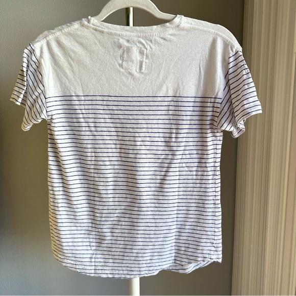 NWOT Jack Wills French Striped Cotton Linen Crew Neck T-Shirt in White & Blue - Picture 2 of 5